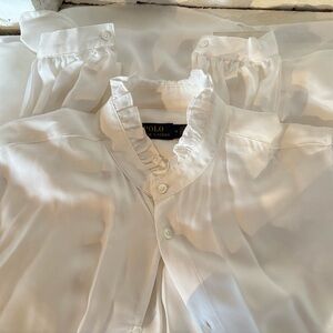 Polo by Ralph Lauren White Ruffled Blouse Size 10